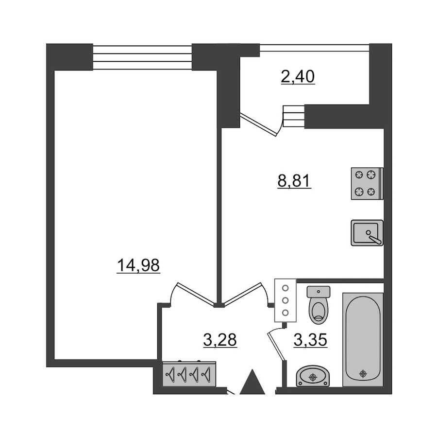 Однокомнатная квартира в : площадь 31.62 м2 , этаж: 2 – купить в Санкт-Петербурге