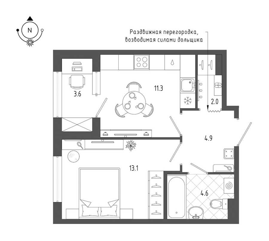 Однокомнатная квартира в : площадь 37.7 м2 , этаж: 2 – купить в Санкт-Петербурге