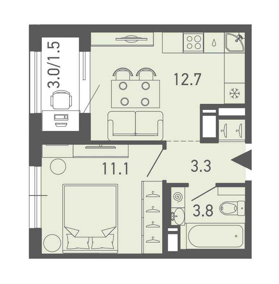 Однокомнатная квартира в : площадь 32.4 м2 , этаж: 6 – купить в Санкт-Петербурге