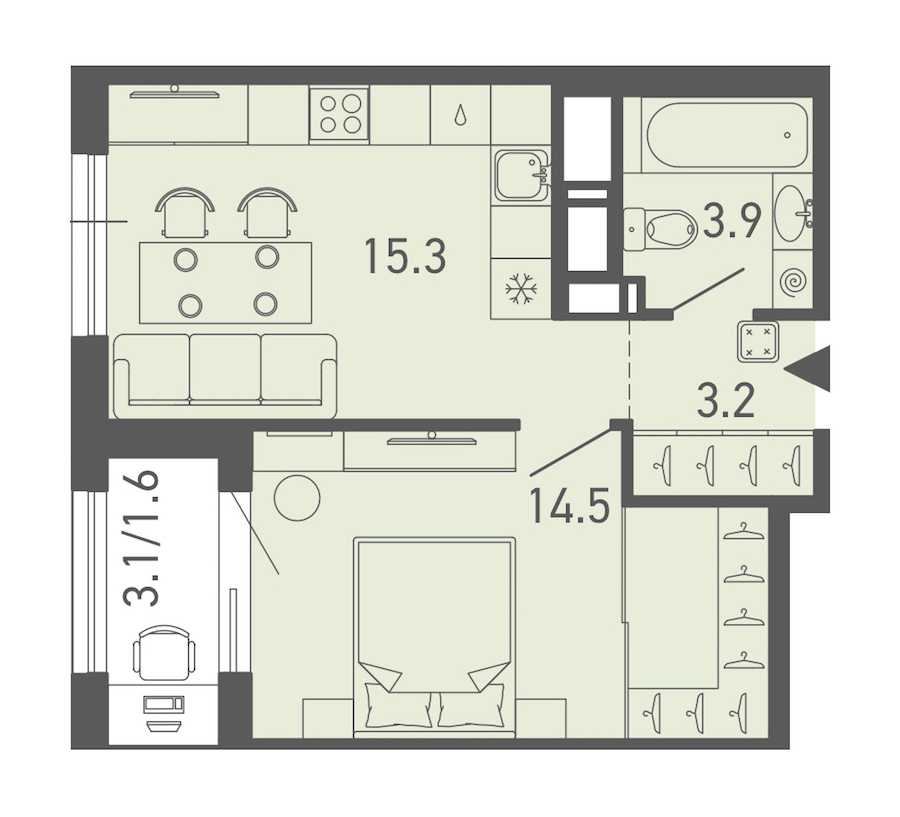 Однокомнатная квартира в : площадь 38.5 м2 , этаж: 13 – купить в Санкт-Петербурге