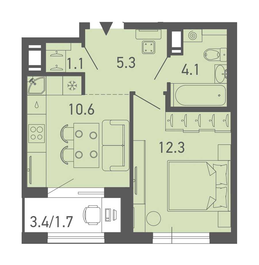 Однокомнатная квартира в : площадь 35.1 м2 , этаж: 5 – купить в Санкт-Петербурге