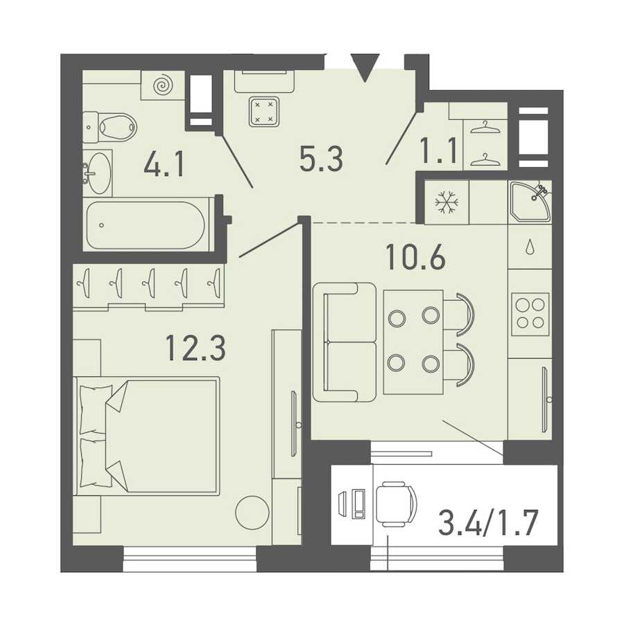 Однокомнатная квартира в : площадь 35.1 м2 , этаж: 10 – купить в Санкт-Петербурге