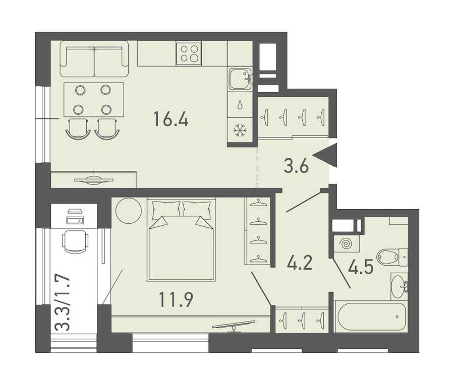 Однокомнатная квартира в : площадь 42.3 м2 , этаж: 8 – купить в Санкт-Петербурге