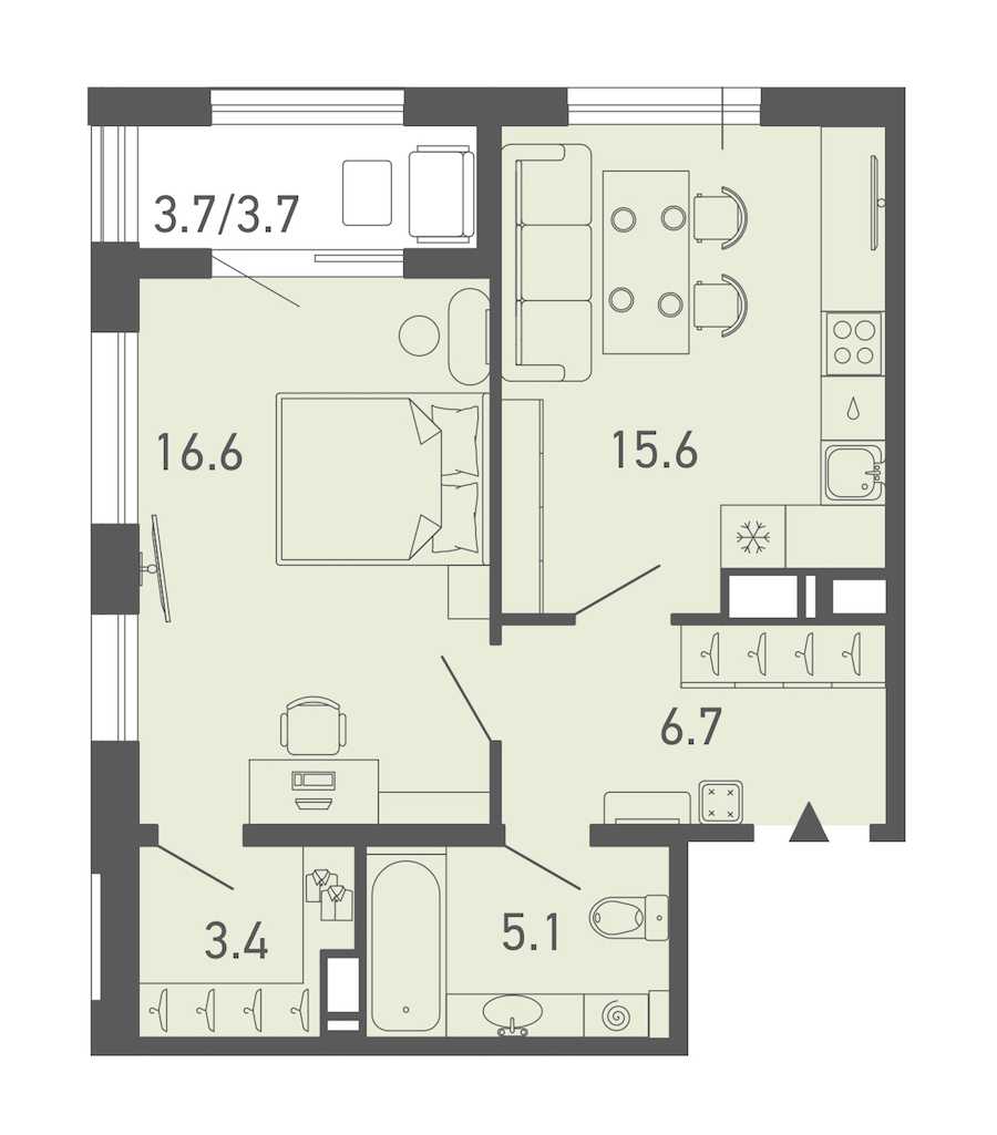 Однокомнатная квартира в : площадь 51.1 м2 , этаж: 11 – купить в Санкт-Петербурге