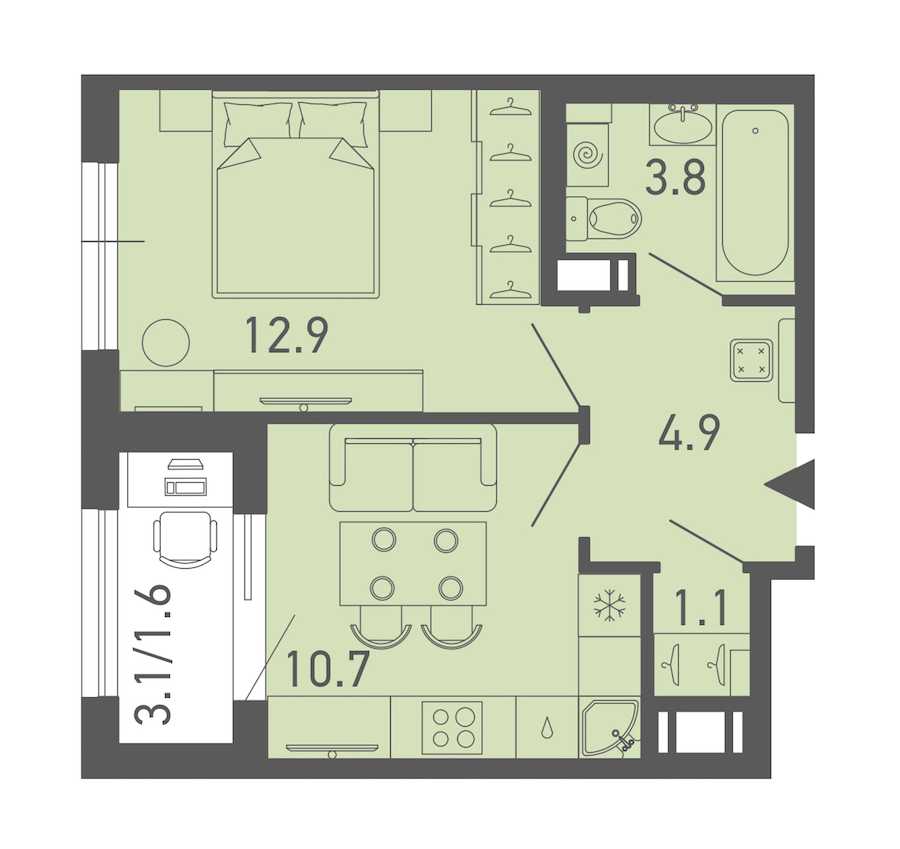 Однокомнатная квартира в : площадь 35 м2 , этаж: 3 – купить в Санкт-Петербурге