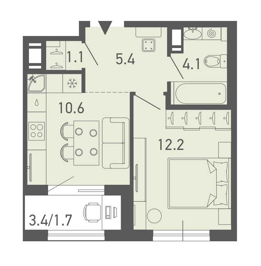 Однокомнатная квартира в : площадь 35.1 м2 , этаж: 5 – купить в Санкт-Петербурге