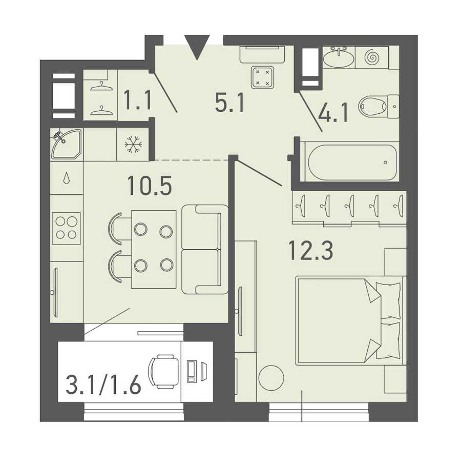 Однокомнатная квартира в : площадь 34.7 м2 , этаж: 13 – купить в Санкт-Петербурге
