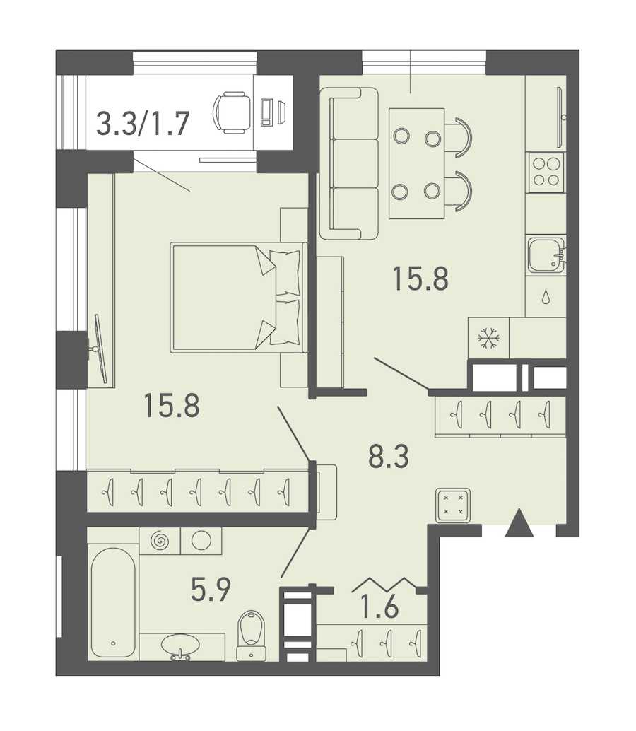 Однокомнатная квартира в : площадь 49.1 м2 , этаж: 10 – купить в Санкт-Петербурге