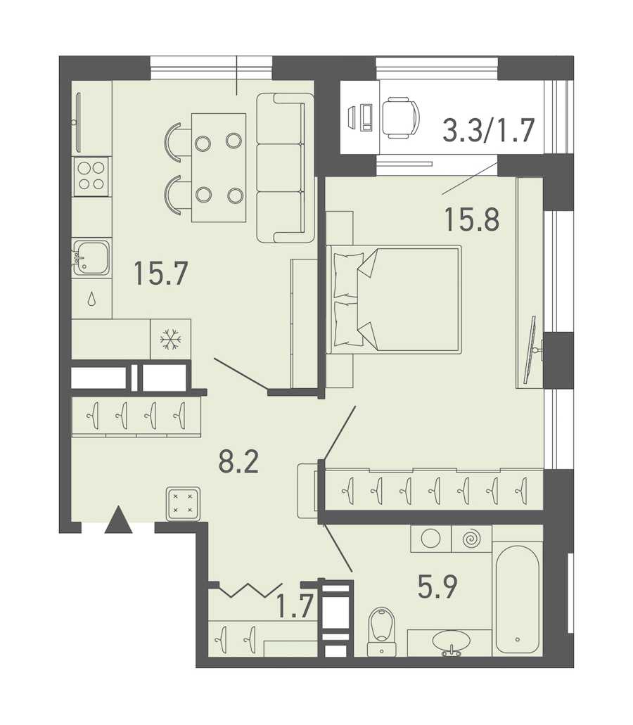 Однокомнатная квартира в : площадь 49 м2 , этаж: 3 – купить в Санкт-Петербурге