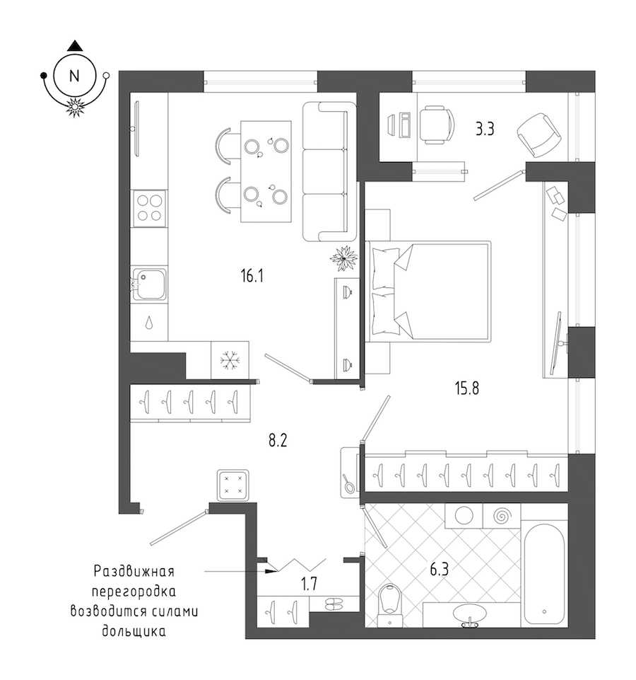 Однокомнатная квартира в : площадь 49.8 м2 , этаж: 2 – купить в Санкт-Петербурге