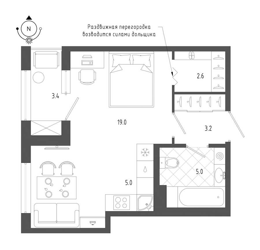 Студия в : площадь 36.5 м2 , этаж: 2 – купить в Санкт-Петербурге
