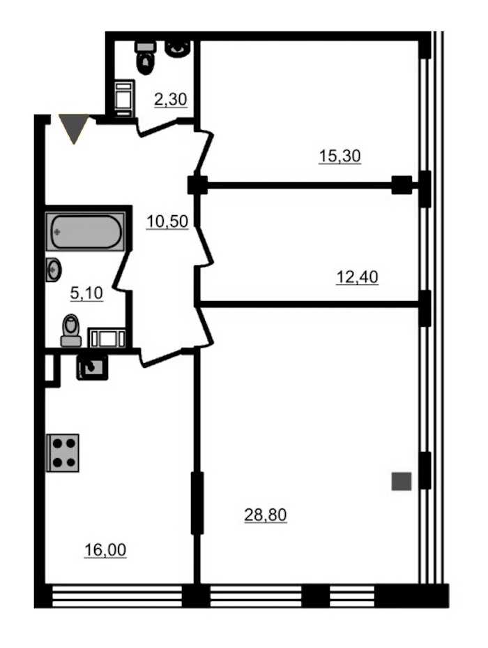 Трехкомнатная квартира в Эталон ЛенСпецСМУ: площадь 92.8 м2 , этаж: 5 – купить в Санкт-Петербурге
