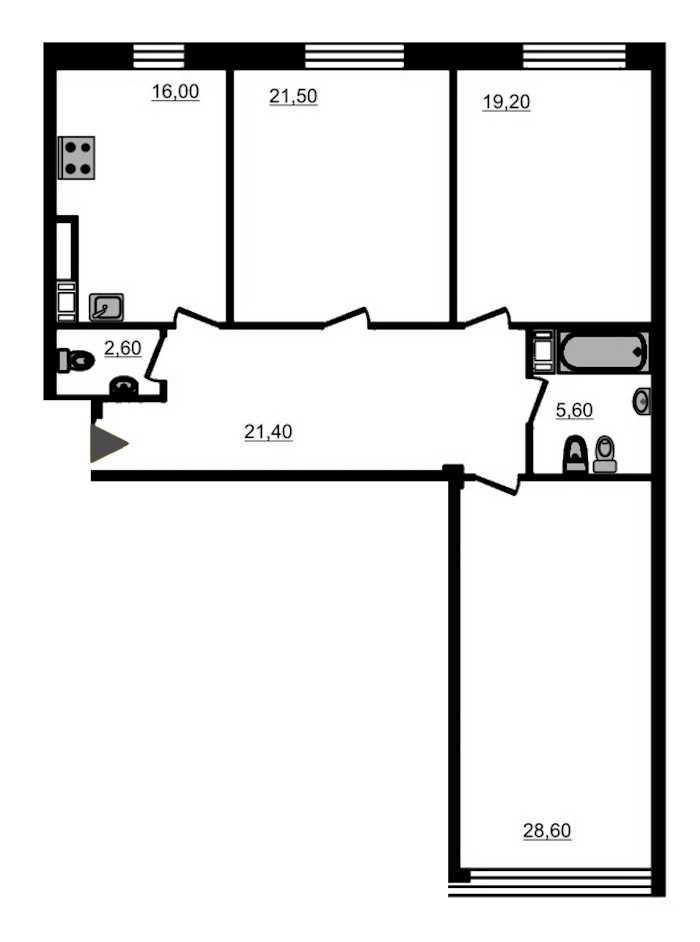 Трехкомнатная квартира в Эталон ЛенСпецСМУ: площадь 118.2 м2 , этаж: 7 – купить в Санкт-Петербурге