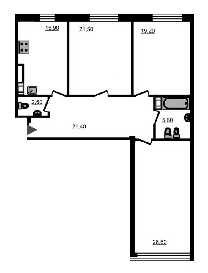 Трехкомнатная квартира в Эталон ЛенСпецСМУ: площадь 118 м2 , этаж: 8 – купить в Санкт-Петербурге