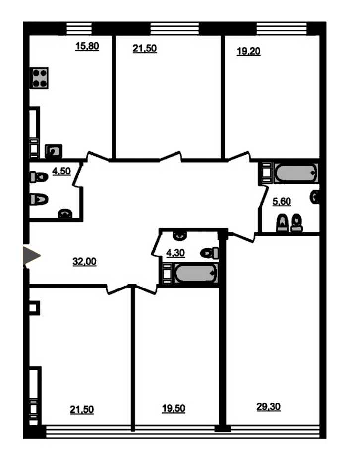 Пятикомнатная квартира в Эталон ЛенСпецСМУ: площадь 177.8 м2 , этаж: 9 – купить в Санкт-Петербурге