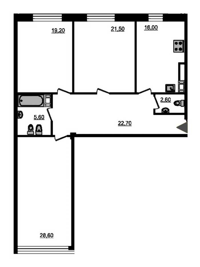 Трехкомнатная квартира в Эталон ЛенСпецСМУ: площадь 119.8 м2 , этаж: 7 – купить в Санкт-Петербурге