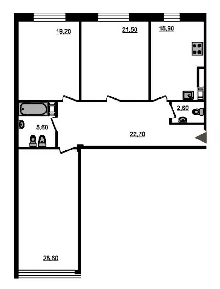Трехкомнатная квартира в Эталон ЛенСпецСМУ: площадь 119.8 м2 , этаж: 8 – купить в Санкт-Петербурге
