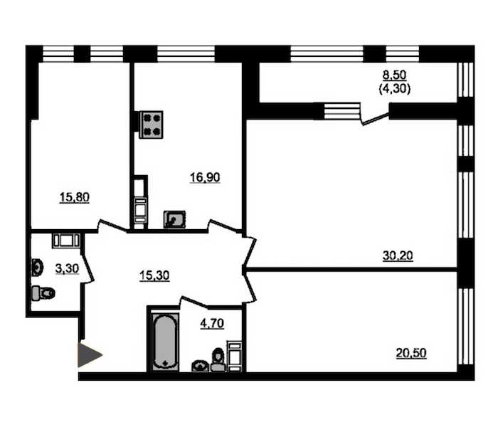 Трехкомнатная квартира в : площадь 119.9 м2 , этаж: 5 – купить в Санкт-Петербурге