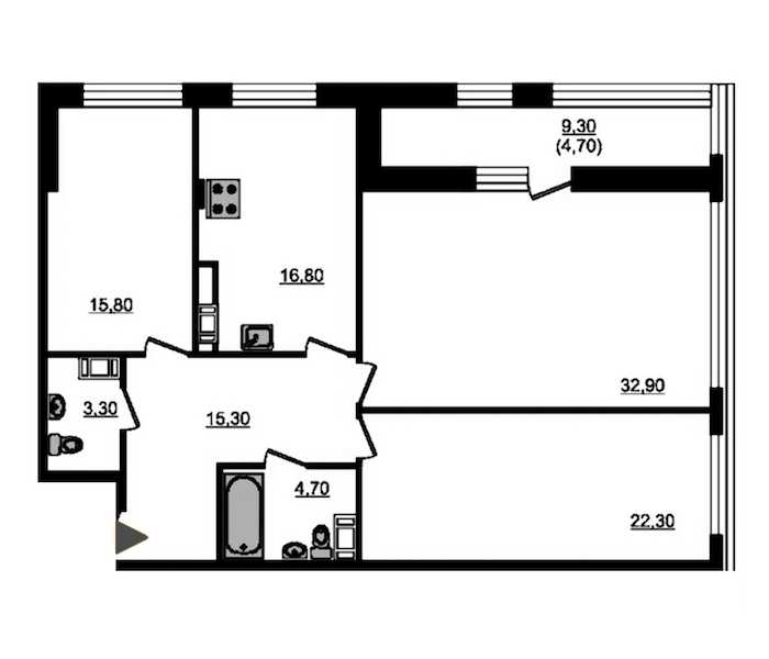 Трехкомнатная квартира в Эталон ЛенСпецСМУ: площадь 119.3 м2 , этаж: 6 – купить в Санкт-Петербурге
