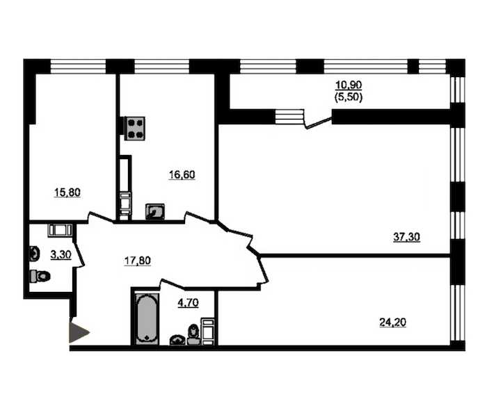 Трехкомнатная квартира в Эталон ЛенСпецСМУ: площадь 129 м2 , этаж: 8 – купить в Санкт-Петербурге