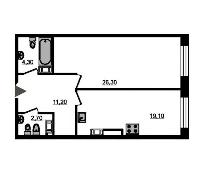 Однокомнатная квартира в Эталон ЛенСпецСМУ: площадь 65.5 м2 , этаж: 8 – купить в Санкт-Петербурге