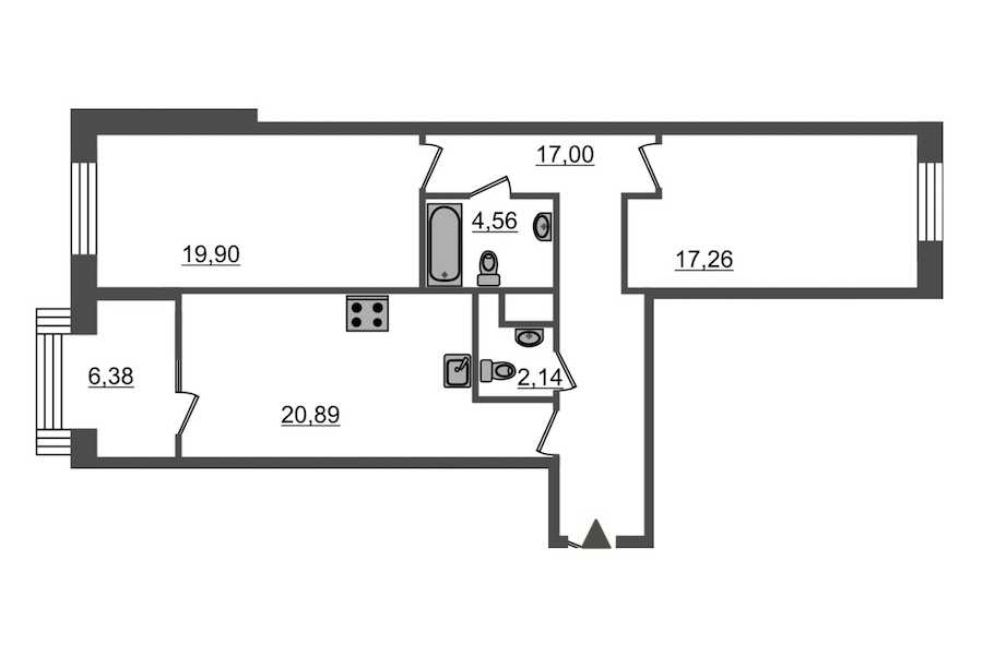 Двухкомнатная квартира в : площадь 88.5 м2 , этаж: 3 – купить в Санкт-Петербурге