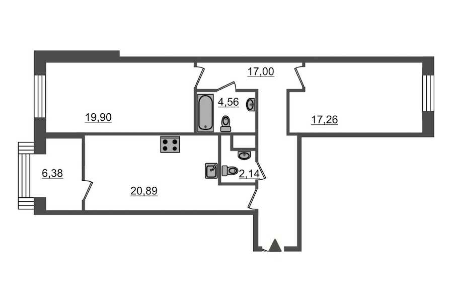 Двухкомнатная квартира в Эталон ЛенСпецСМУ: площадь 88.5 м2 , этаж: 4 – купить в Санкт-Петербурге