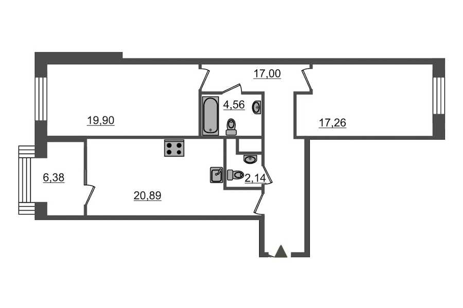 Двухкомнатная квартира в : площадь 88.2 м2 , этаж: 5 – купить в Санкт-Петербурге