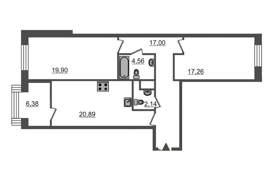 Двухкомнатная квартира в : площадь 88.2 м2 , этаж: 6 – купить в Санкт-Петербурге