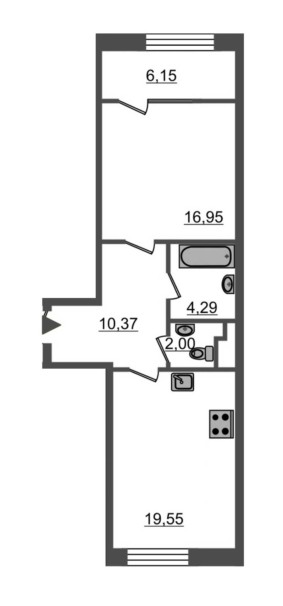 Однокомнатная квартира в : площадь 58.8 м2 , этаж: 2 – купить в Санкт-Петербурге