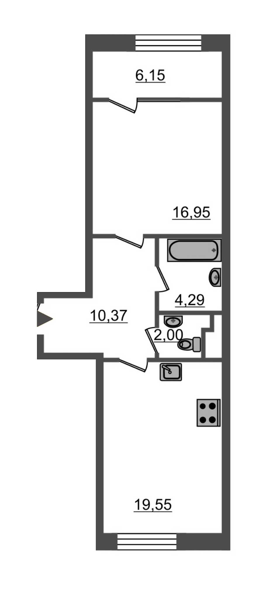 Однокомнатная квартира в Эталон ЛенСпецСМУ: площадь 58.8 м2 , этаж: 7 – купить в Санкт-Петербурге
