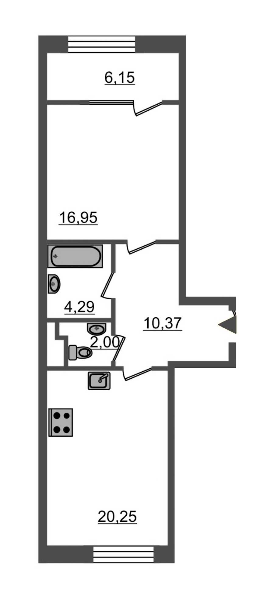 Однокомнатная квартира в : площадь 59.8 м2 , этаж: 2 – купить в Санкт-Петербурге