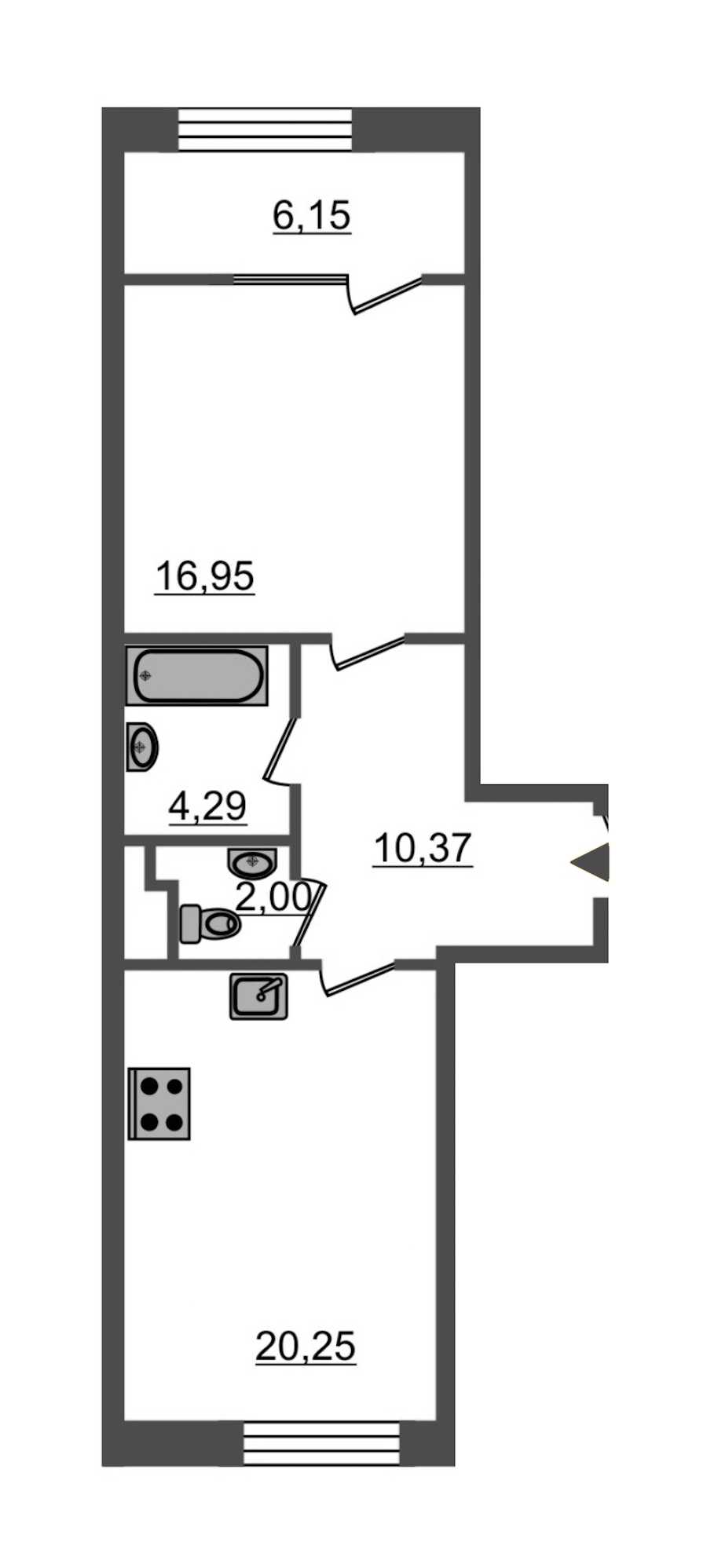 Однокомнатная квартира в Эталон ЛенСпецСМУ: площадь 59.7 м2 , этаж: 7 – купить в Санкт-Петербурге