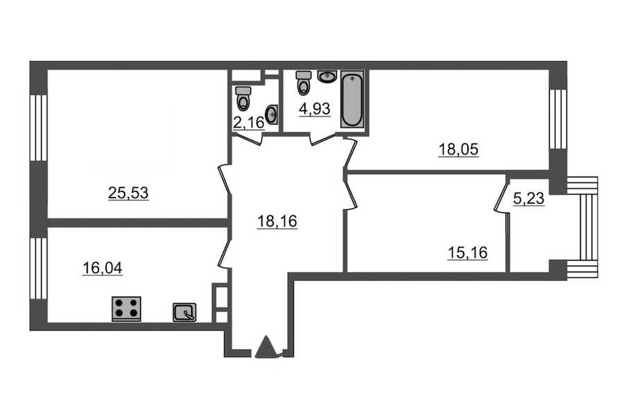 Трехкомнатная квартира в Эталон ЛенСпецСМУ: площадь 104.9 м2 , этаж: 2 – купить в Санкт-Петербурге