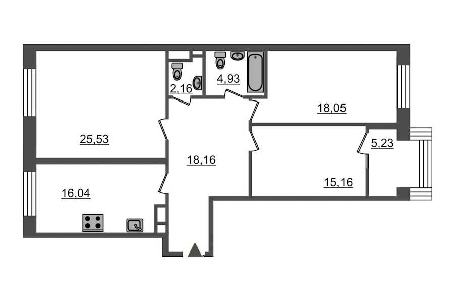 Трехкомнатная квартира в : площадь 104.8 м2 , этаж: 3 – купить в Санкт-Петербурге