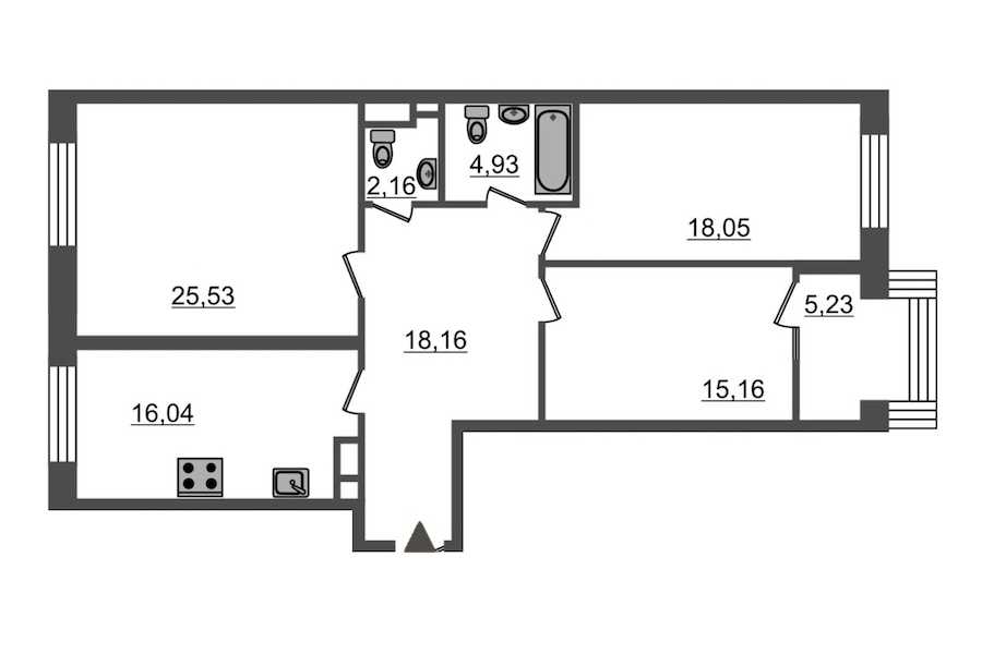 Трехкомнатная квартира в Эталон ЛенСпецСМУ: площадь 105 м2 , этаж: 7 – купить в Санкт-Петербурге