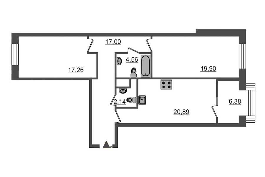Двухкомнатная квартира в Эталон ЛенСпецСМУ: площадь 88.5 м2 , этаж: 4 – купить в Санкт-Петербурге