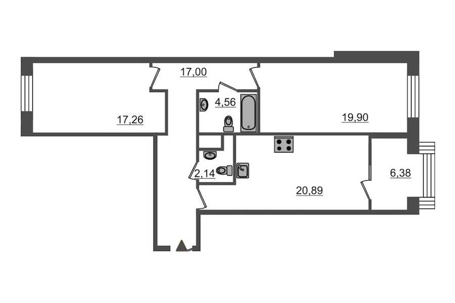 Двухкомнатная квартира в : площадь 88.5 м2 , этаж: 5 – купить в Санкт-Петербурге