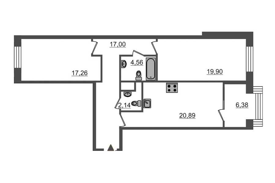 Двухкомнатная квартира в : площадь 88.4 м2 , этаж: 6 – купить в Санкт-Петербурге