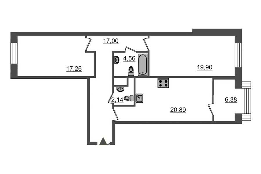 Двухкомнатная квартира в Эталон ЛенСпецСМУ: площадь 88.5 м2 , этаж: 8 – купить в Санкт-Петербурге