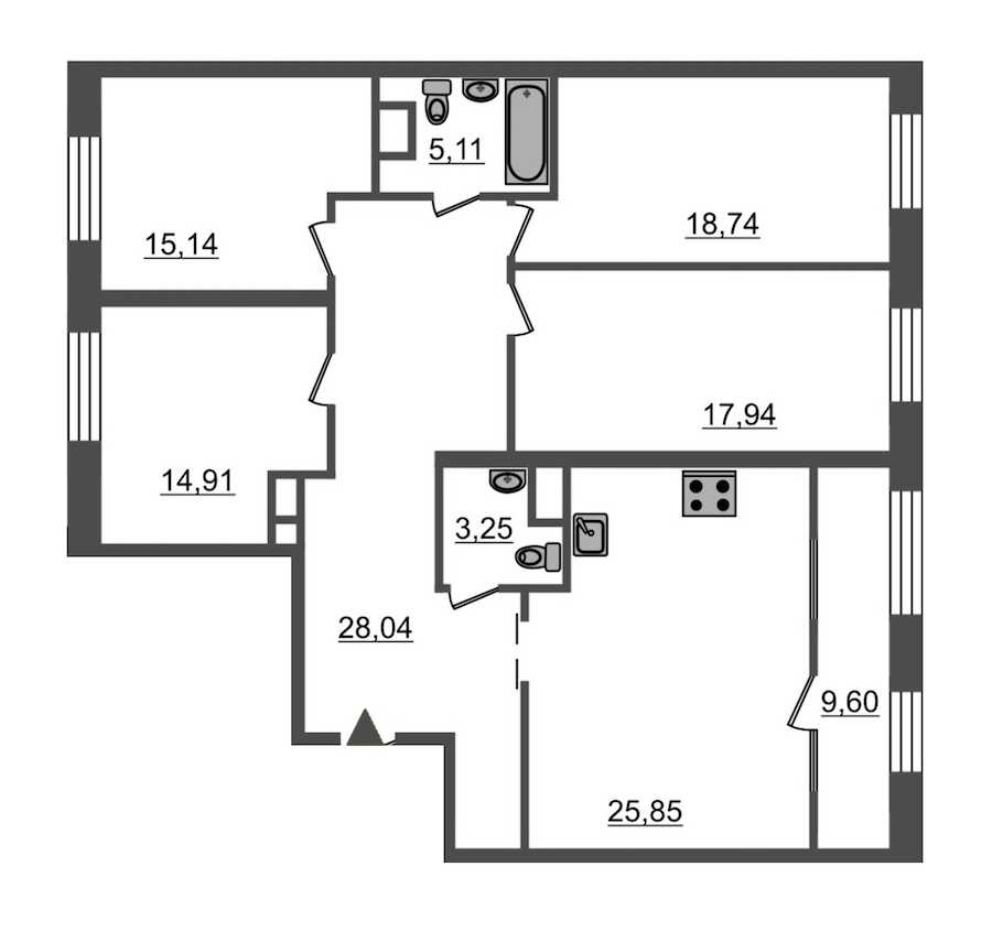 Четырехкомнатная квартира в : площадь 138.3 м2 , этаж: 9 – купить в Санкт-Петербурге