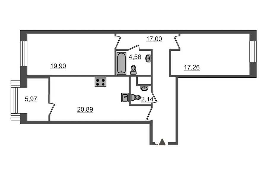 Двухкомнатная квартира в Эталон ЛенСпецСМУ: площадь 88.3 м2 , этаж: 6 – купить в Санкт-Петербурге