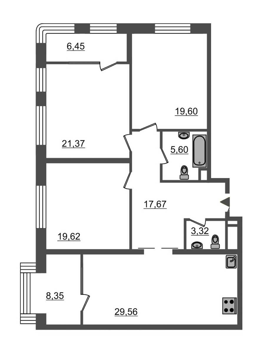 Трехкомнатная квартира в : площадь 131.2 м2 , этаж: 7 – купить в Санкт-Петербурге