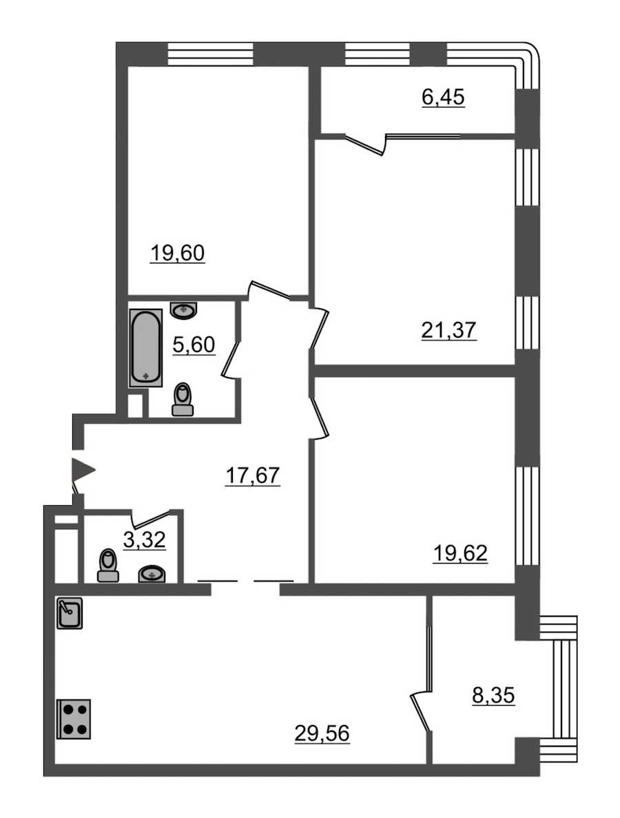 Трехкомнатная квартира в : площадь 131 м2 , этаж: 2 – купить в Санкт-Петербурге
