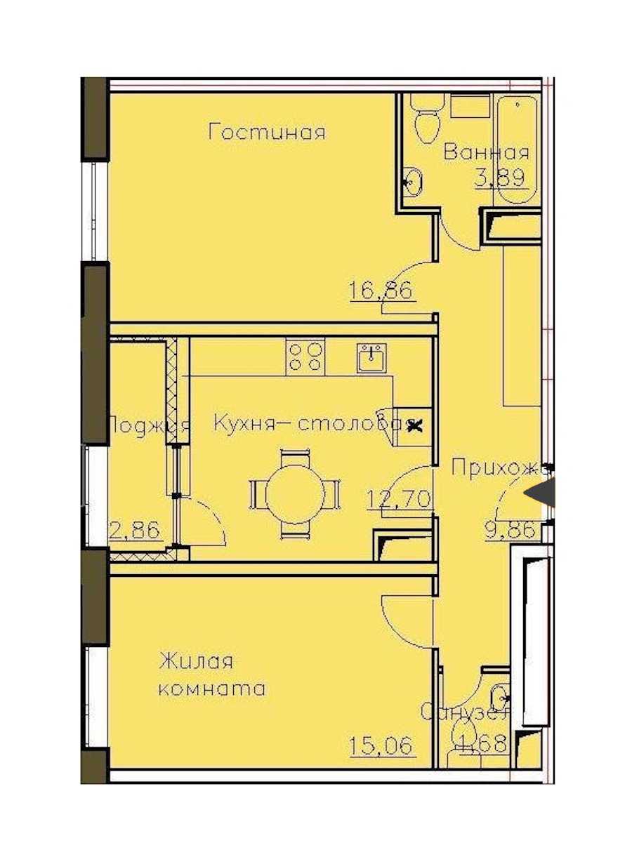 Двухкомнатная квартира в : площадь 61.48 м2 , этаж: 12 – купить в Санкт-Петербурге