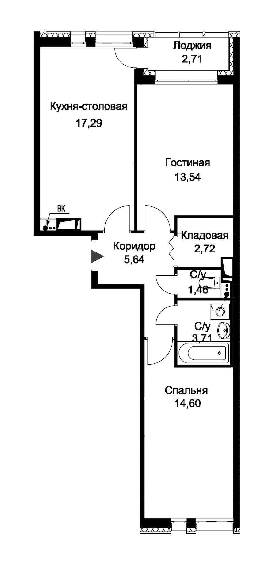Двухкомнатная квартира в : площадь 60.32 м2 , этаж: 1 – купить в Санкт-Петербурге