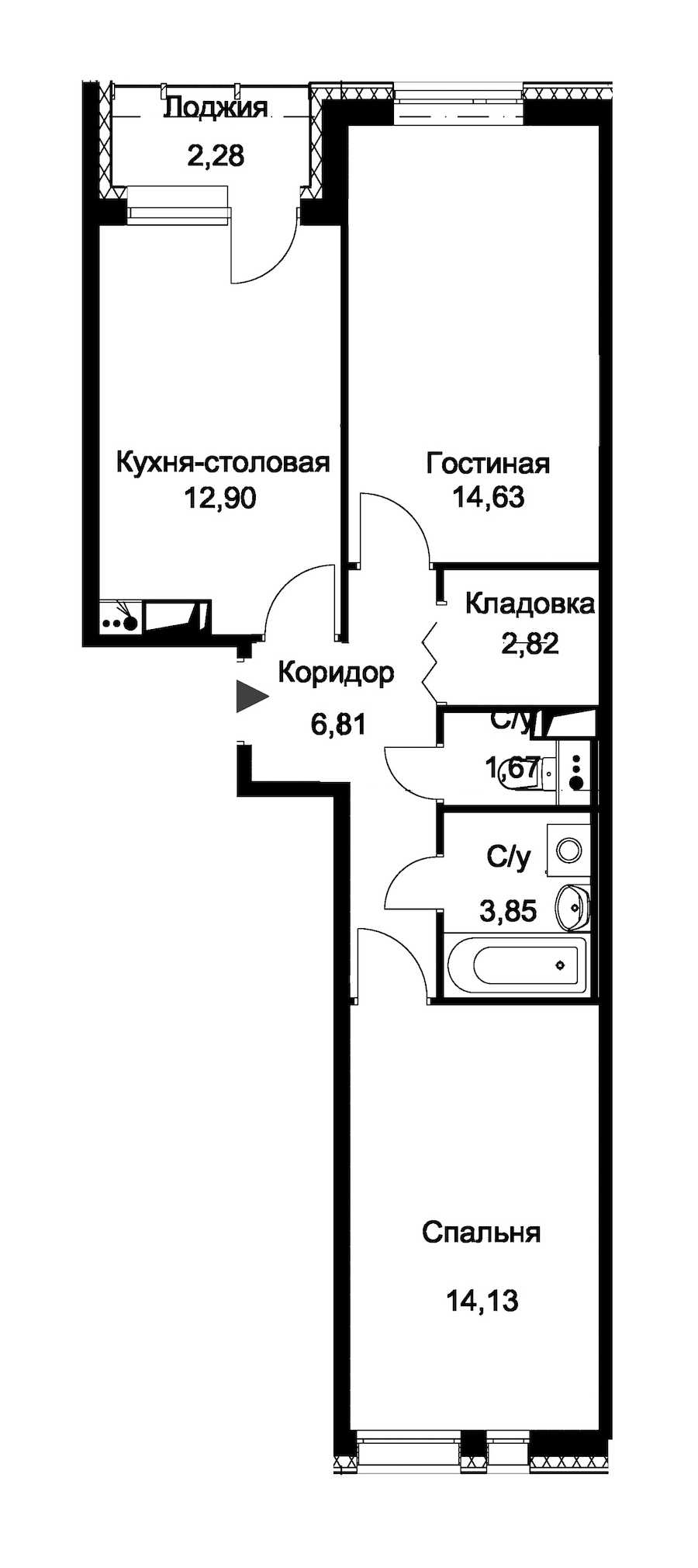 Двухкомнатная квартира в : площадь 57.95 м2 , этаж: 1 – купить в Санкт-Петербурге