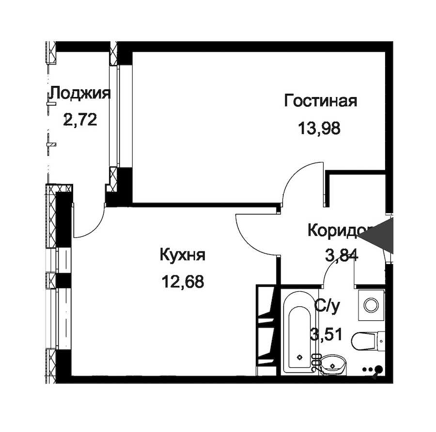 Однокомнатная квартира в : площадь 35.37 м2 , этаж: 12 – купить в Санкт-Петербурге