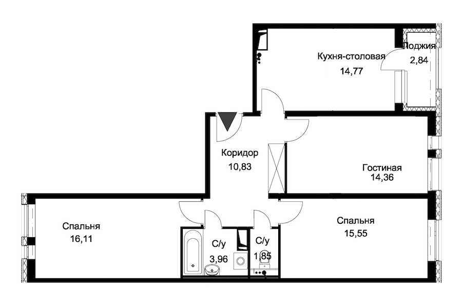 Трехкомнатная квартира в : площадь 78.85 м2 , этаж: 12 – купить в Санкт-Петербурге