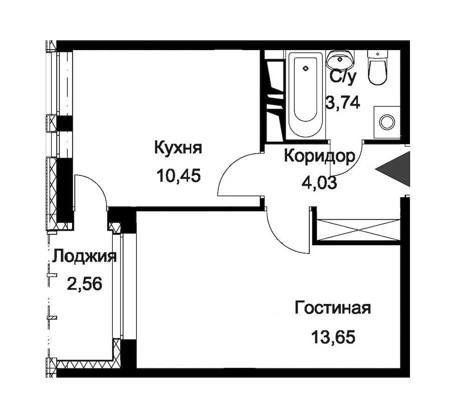 Однокомнатная квартира в : площадь 33.15 м2 , этаж: 12 – купить в Санкт-Петербурге